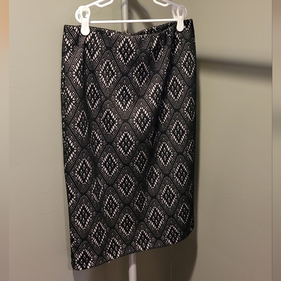 Renee C. Dresses & Skirts - Black And Tan Diamond Pattern Pencil Skirt